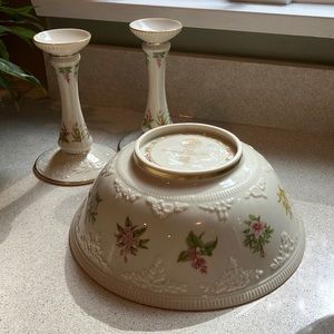 Lenox Constitution Bowl and Candlesticks w/ 24K Gold